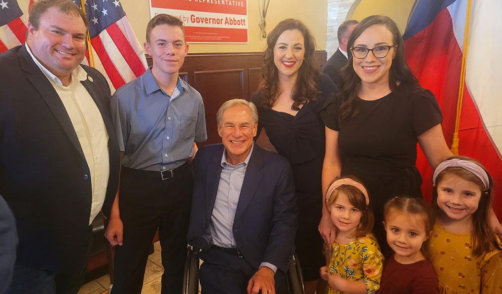 Cassandra Gonzalez-Posey Family with Governor Abbott